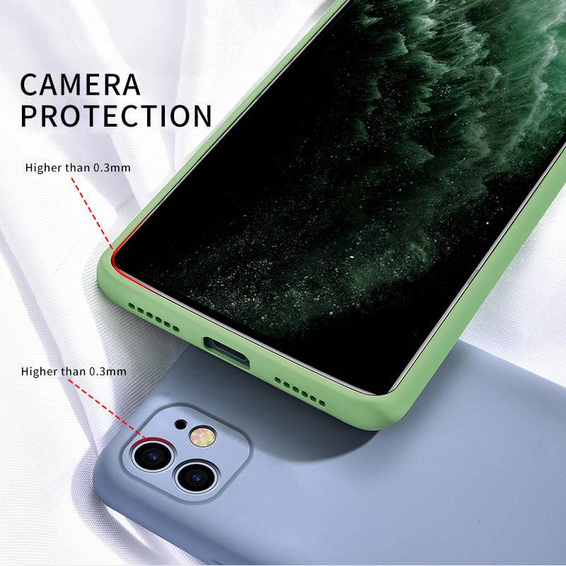 Ốp Điện Thoại Silicon Mềm Màu Trơn Bảo Vệ Camera Cho iPhone 11 12 13 Pro Max X XS Max XR