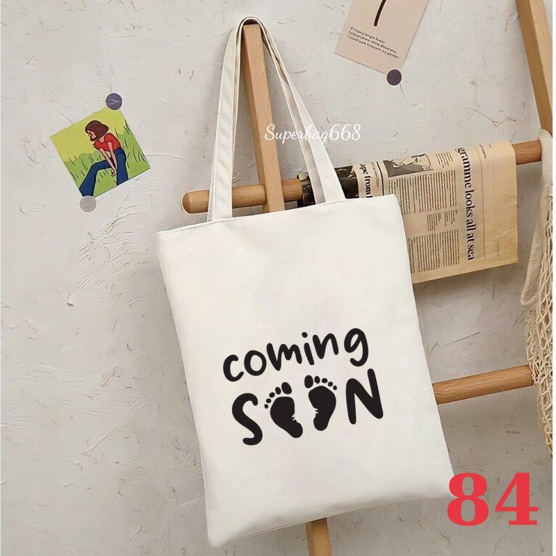 Túi tote vải canvas Hàn Quốc hoạ tiết chữ in sắc nét đựng vừa A4 laptop đi chơi đi học Superbag668 HQ215