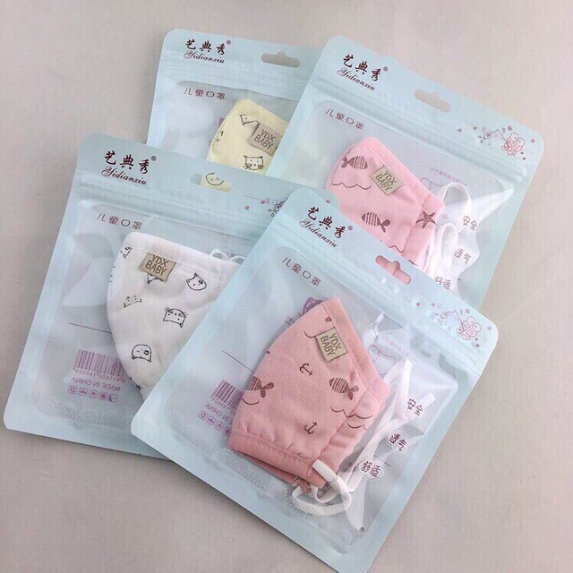 Khẩu trang xô 4 lớp kháng khuẩn, đóng túi zip cho bé