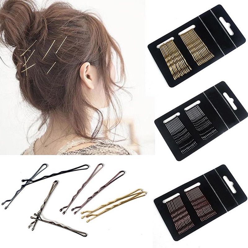 Set 24 Kẹp Tóc Uốn Lượn Sóng Bằng Kim Loại 4.5cm Cho Nữ