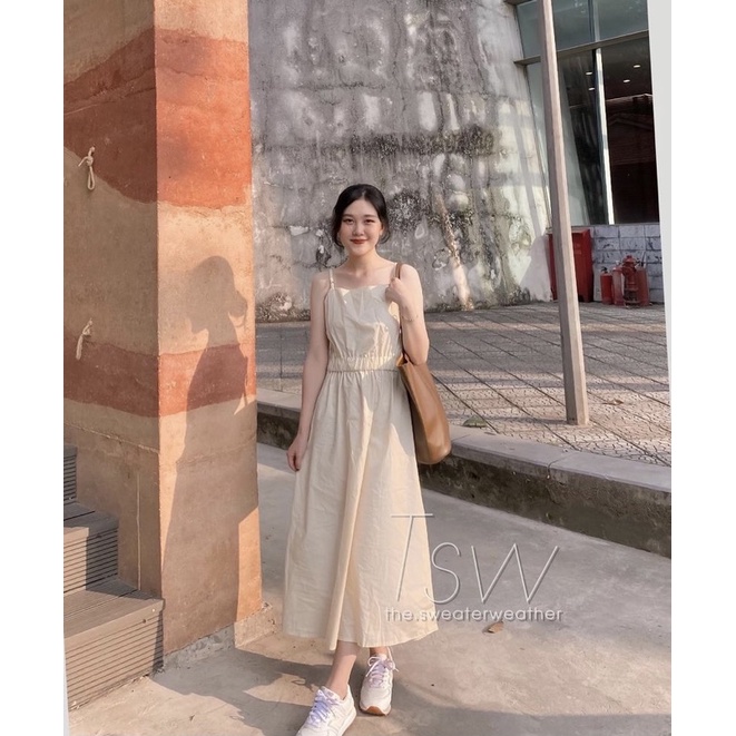 [Ảnh thật/Sẵn]Váy-đầm 2 dây thô chun eo có dây điều chỉnh | BigBuy360 - bigbuy360.vn
