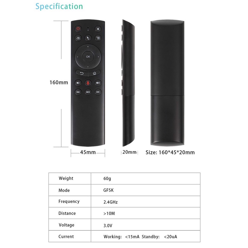 Chuột bay G20S - Hỗ trợ tìm kiếm giọng nói Remote Mouse Air G20S, kèm chức năng học lệnh