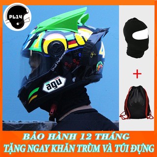 Xả kho - mũ bảo hiểm agu tem rùa combo đuôi gió + sừng + khăn ninja