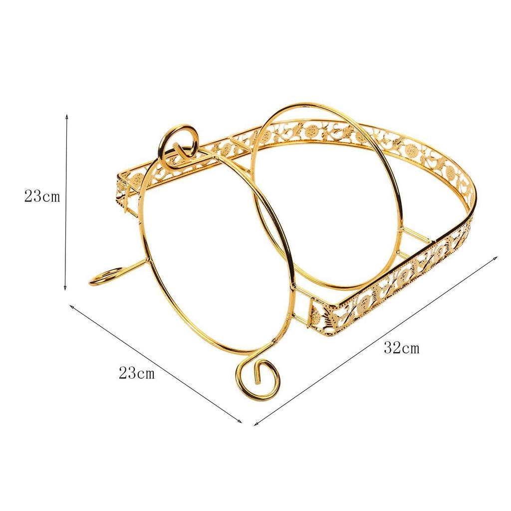 Metal Cake Stand Double-Layer Arch-Shaped Golden Fruit Dessert Rack Wedding Birthday Party Decoration Cupcake Stand Gold