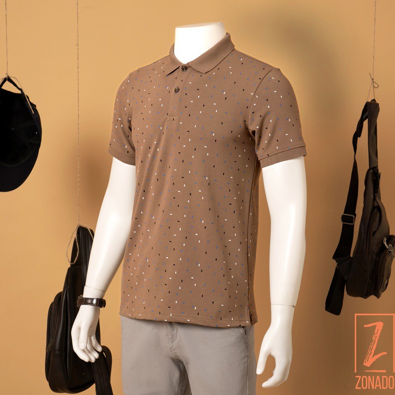Áo thun nam cổ bể có họa tiết thanh ngang full áo cao cấp Zonado Zaht30-2 chọn màu