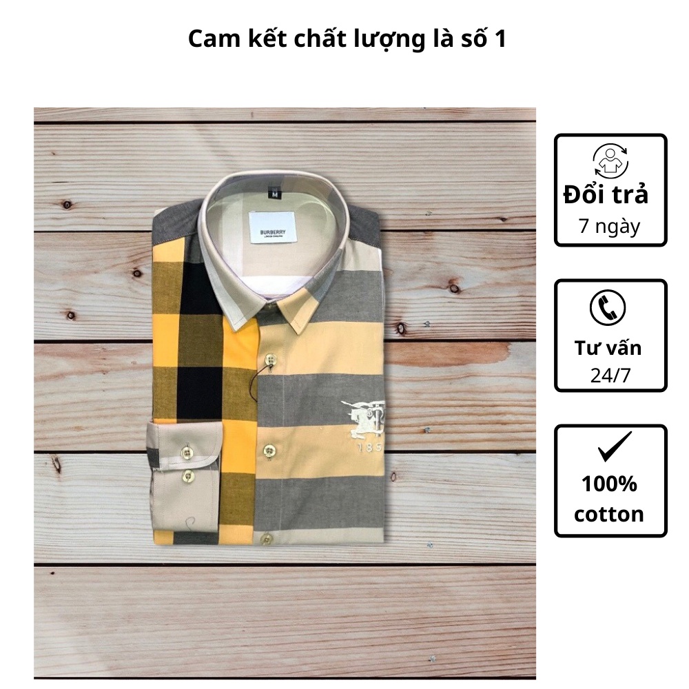 Áo sơ mi kẻ bbr nam kẻ to vải cotton nhiều mầu thoáng mát tay dài SMD02