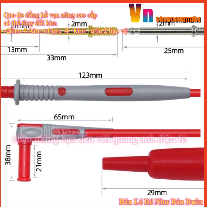 Que đo đồng hồ vạn năng cao cấp có thể thay đổi kim 1000V10A Siêu Nhọn