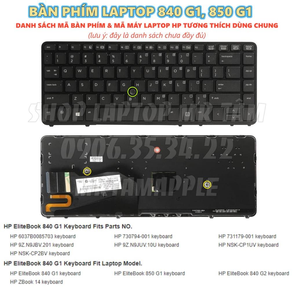 (KEYBOARD) BÀN PHÍM LAPTOP HP ELITEBOOK 840 G1 850 G1 dùng cho EliteBook 840 G1, 840 G2, 850 G1, 740 G1, 740 G2, 745 G2