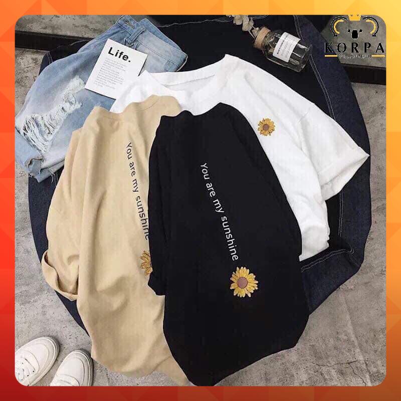 Áo thun tay lở form rộng họa tiết hoa cúc - Unisex nam nữ đều mặc được