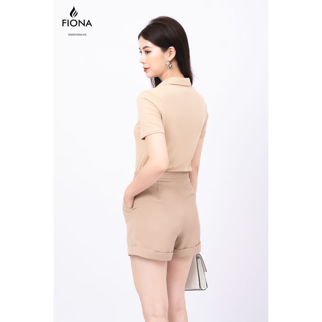 Áo thun nữ, bổ trụ mở khuy thân trước cửa tay lơ vê - F521183 [FIONA]
