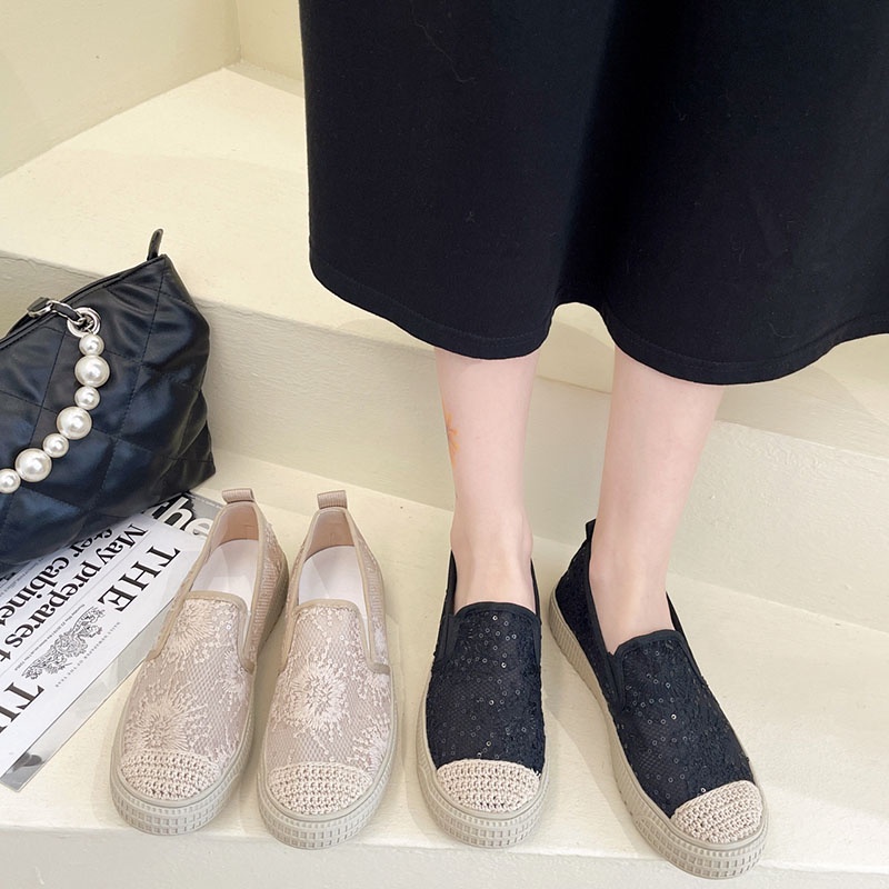 Giày lười IELGY phối ren rỗng thoáng khí thời trang cho nữ