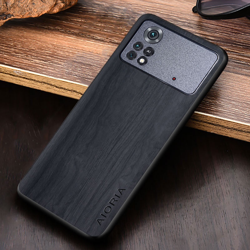 Ốp Bao Da Điện Thoại pu Họa Tiết Gỗ Cho xiaomi poco x4 pro nfc 5g m4 pro 4g