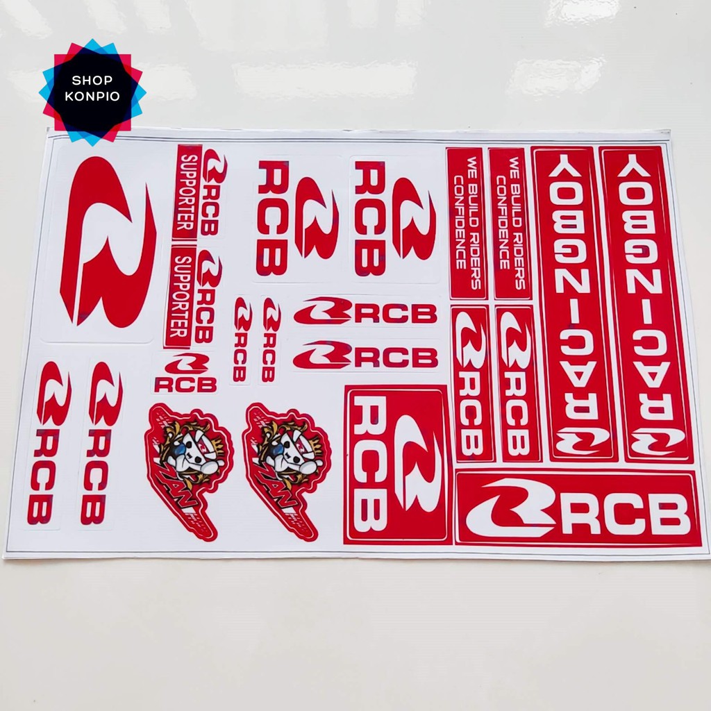 Bộ Tem Sticker RCB Cao Cấp Dán Xe Máy, Ô Tô, Mũ Bảo Hiểm, Chống Thấm Nước, Chống Bay Màu
