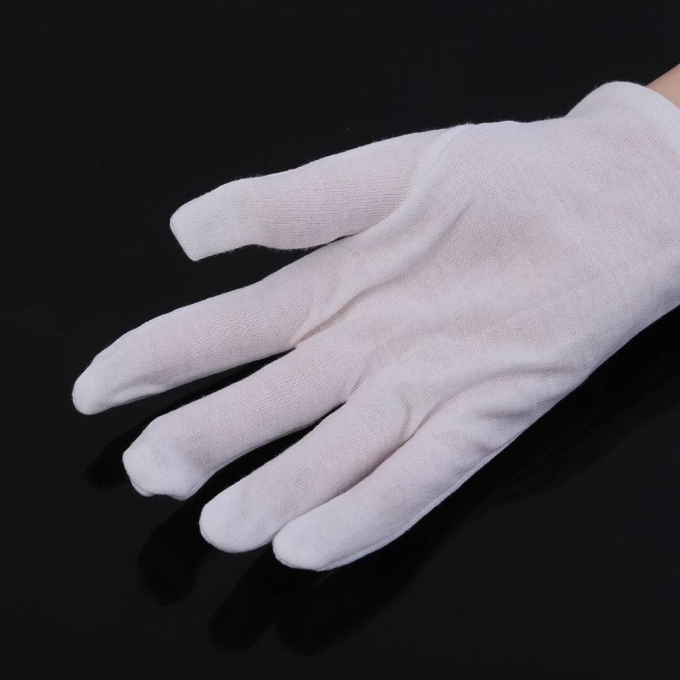 Găng tay trắng Cotton Phần mỏng Làm việc Nghi thức chơi Mùa hè Lái xe chống trượt Bảo hiểm Lao động Găng tay cotton trắn