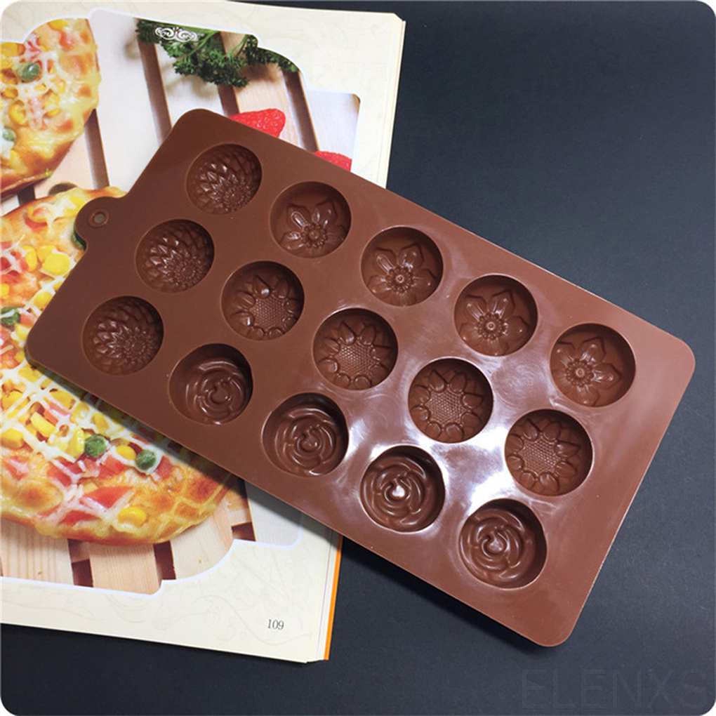 Khuôn silicone 15 ngăn tạo hình hoa trang trí bánh