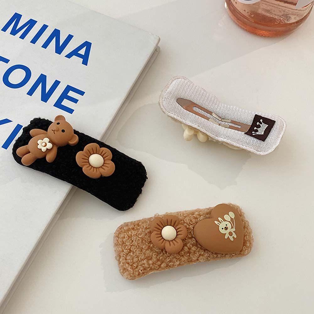 Kẹp Tóc Bằng Len Lông Cừu Họa Tiết Trái Tim / Hoa Phong Cách Hàn Quốc Thời Trang Thu Đông WMES15H