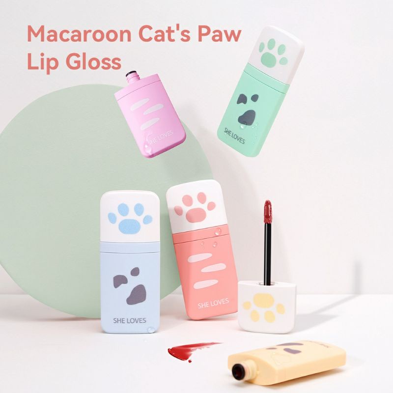 Son kem bóng dưỡng ẩm thiết kế vỏ hình chân mèo SHE LOVE Macaroon Cat's Paw Lip Gloss