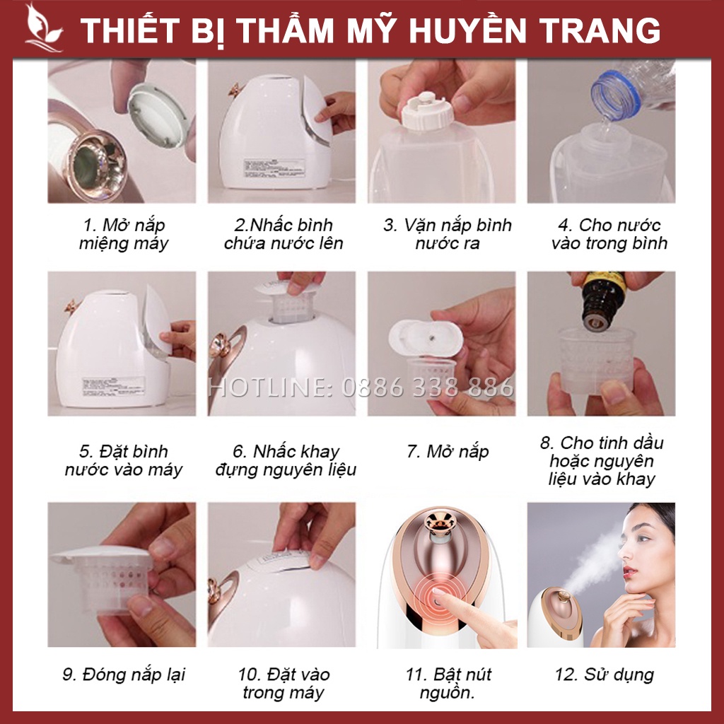 Máy Xông Hơi Mặt Nóng Lạnh Cảm Ứng MKS-8385, 6 Chế Độ Xông, Công Nghệ Xông Mặt Nano ion - Thẩm Mỹ Huyền Trang NANOCEE