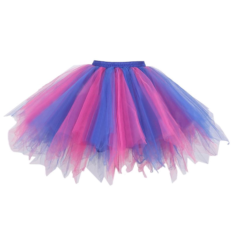 wit♣ Women Kids Contrast Colorful Irregular Tutu Skirt Tulle Ballet Dance Stage Wear