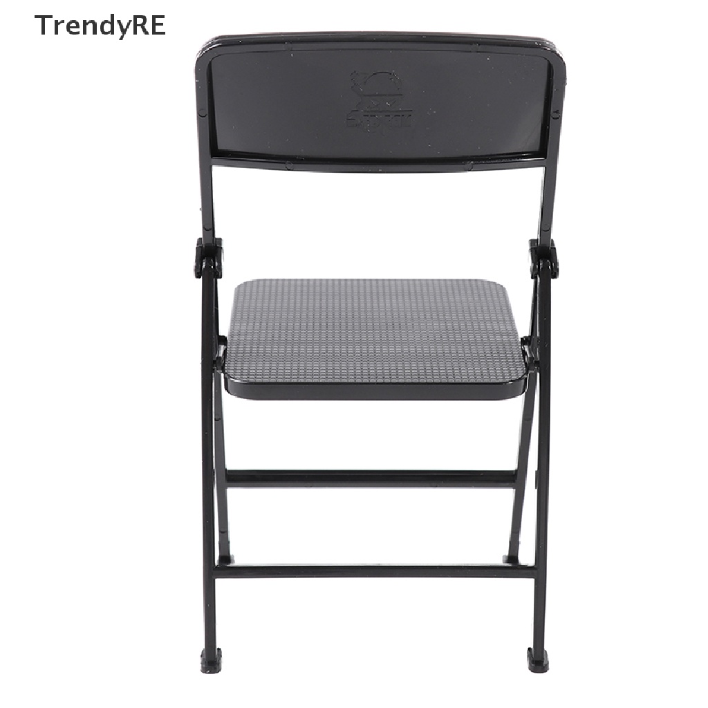 Trendy Black Painted Metal Folding Chair 1:6 Scale Dolls House Miniature Accessories RE