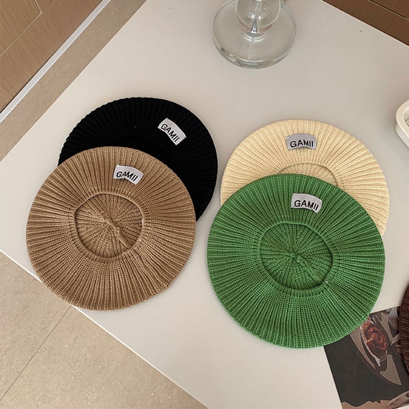 Mũ Beret Dệt Kim Màu Trơn Giữ Ấm Mùa Thu Đông Thời Trang Vintage Đường Phố Cho Nữ