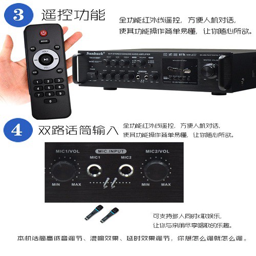 Amply karaoke bluetooth sunbuck tav 6188bt hàng cực hay