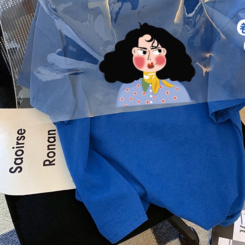 NRVP Áo thun tay ngắn cổ tròn 100% cotton thời trang phong cách Hàn Quốc cho nữ
