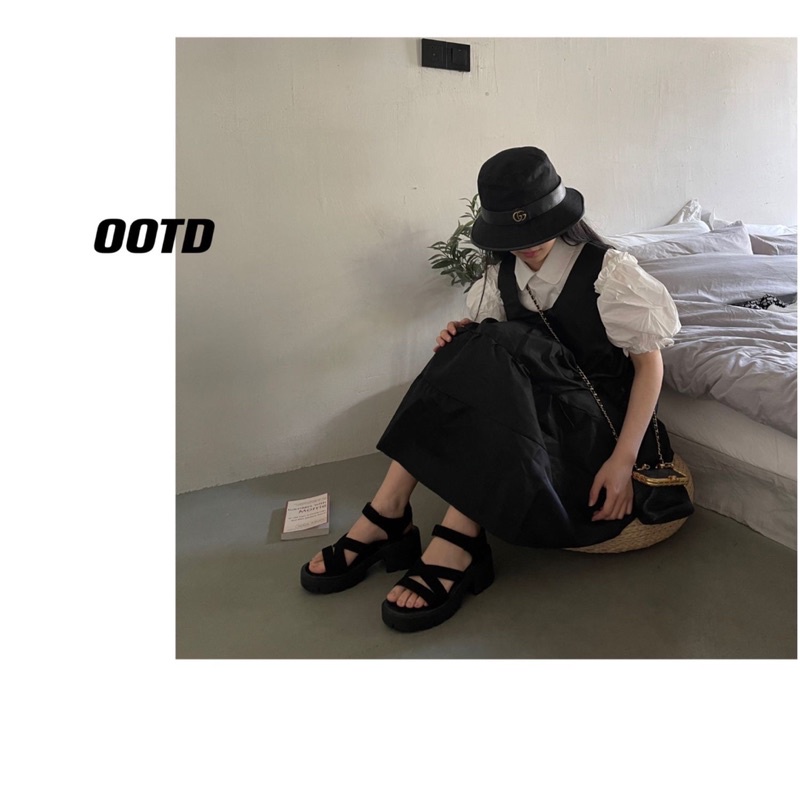 Sadal đen cao gót QINNI sadal