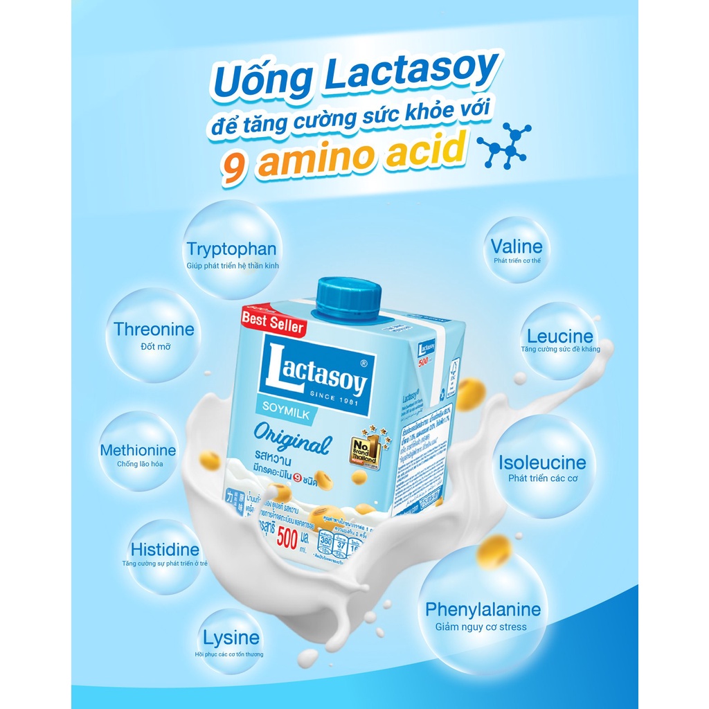 Sữa Đậu Nành Lactasoy Nguyên chất - Sữa đậu nành cao cấp Số 1 Thái Lan - Hộp 1L