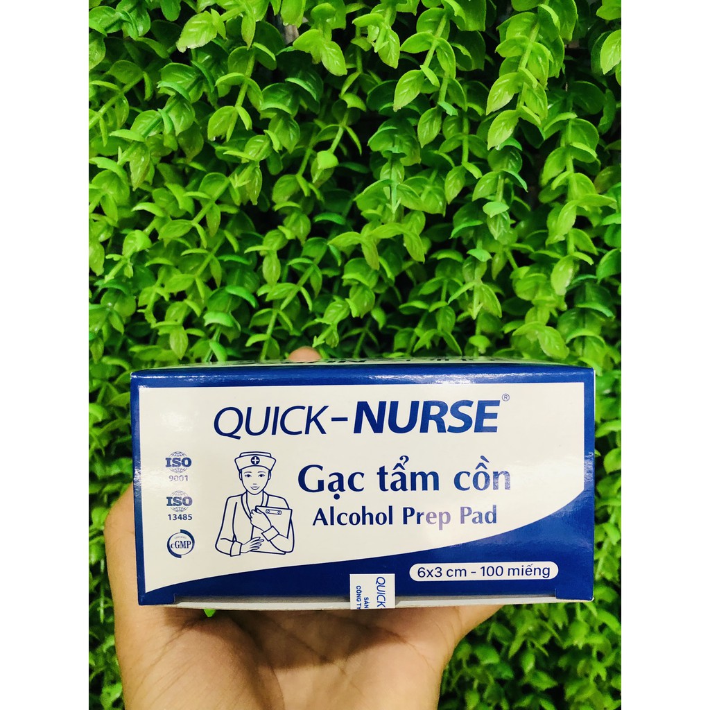 [Hộp 100 Miếng ]  Gạc Tẩm Cồn QUICK- NURSE 6X3CM