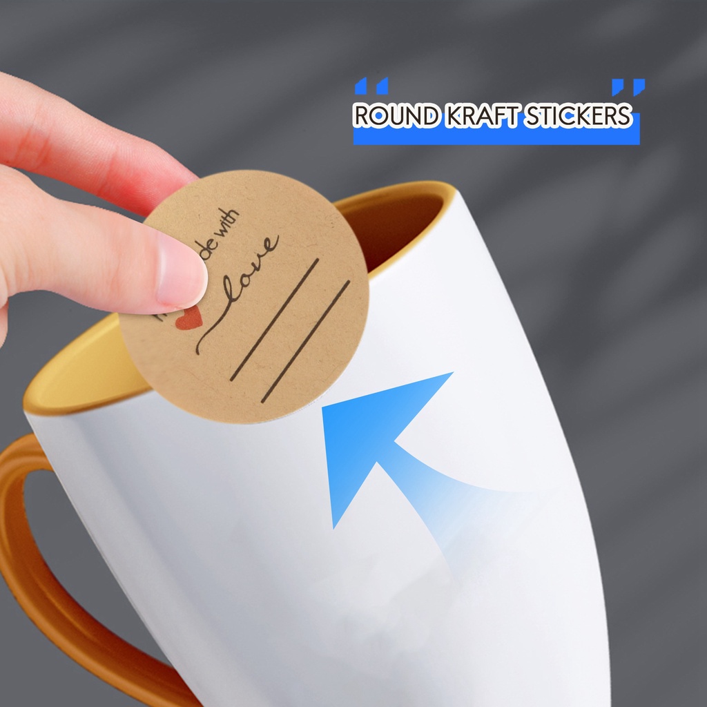 Cuộn 500 nhãn dán hình tròn 1 inch in chữ 'homemade with love' dùng làm thủ công