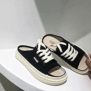Giầy sục thể thao hở mũi 2 màu đen - caro