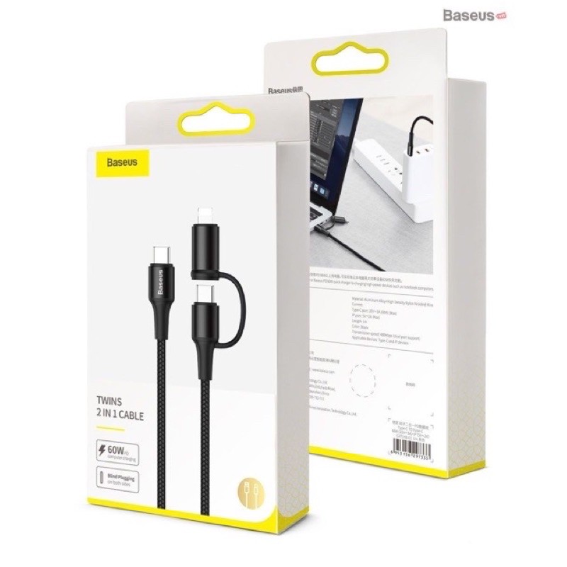 Cáp sạc nhanh siêu bền Baseus 2 in 1