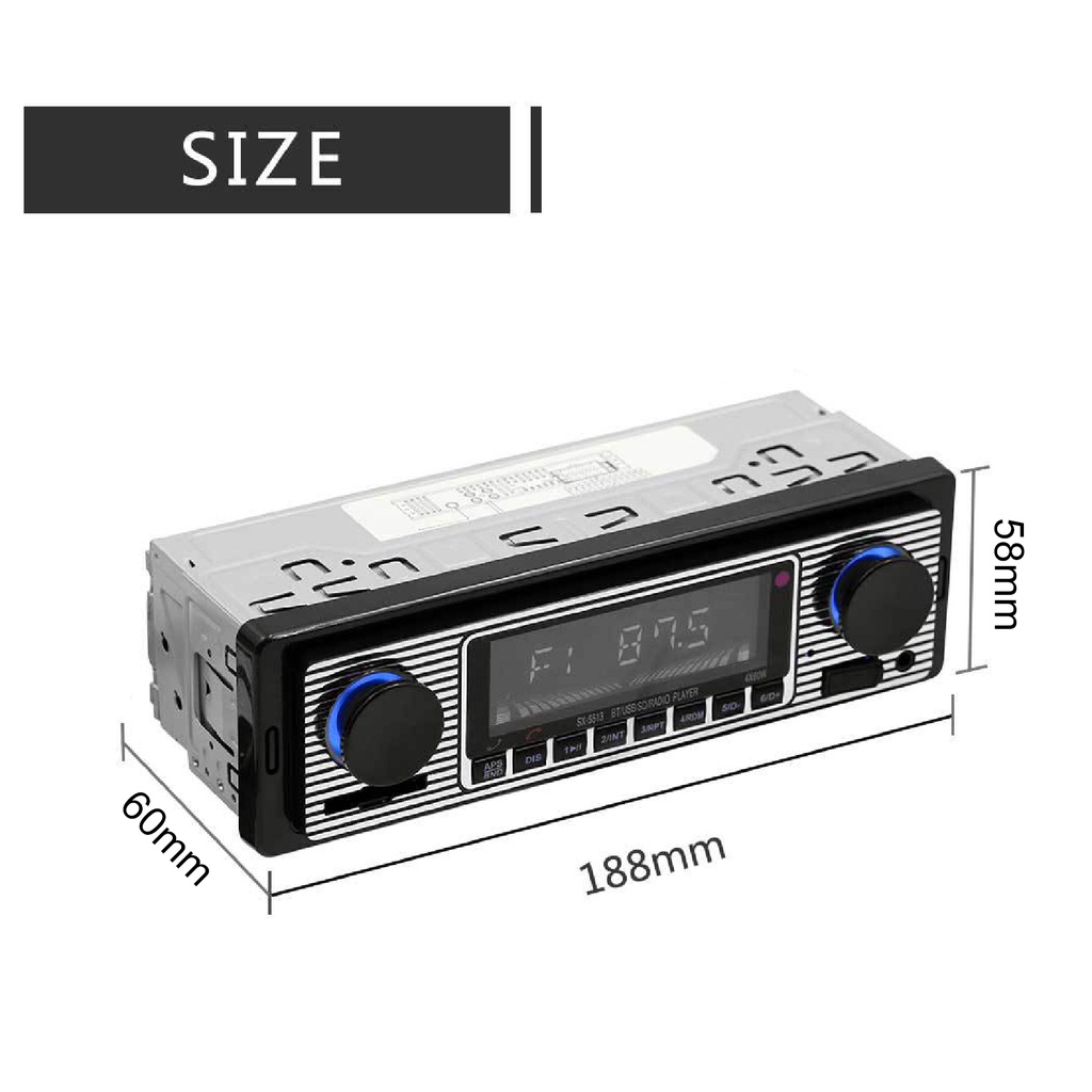 Máy Nghe Nhạc Mp3 Trên Xe Hơi Kết Nối Bluetooth 4.0 Usb2.0 Fm Radio Aux 13 5513 1 Din