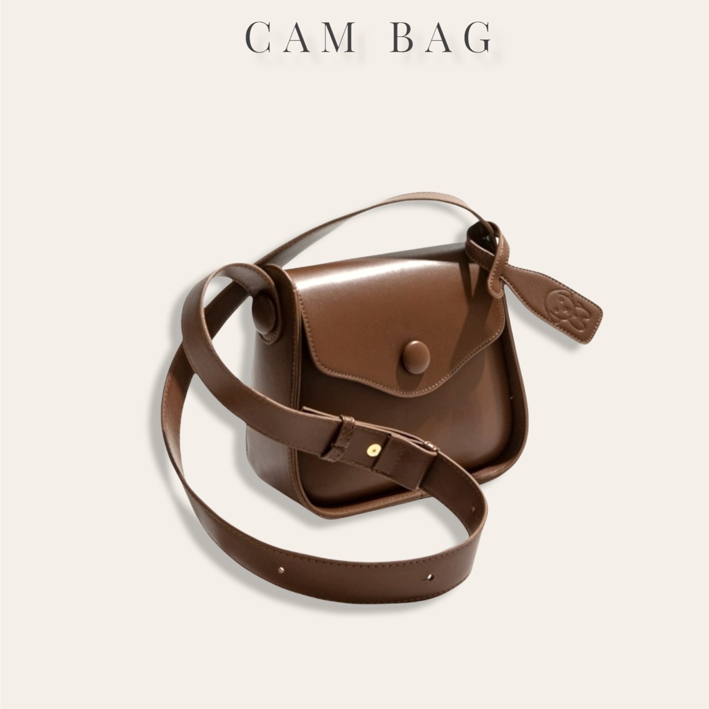 Túi đeo chéo mini bag da cao cấp viền form cứng kèm tag vui nhộn