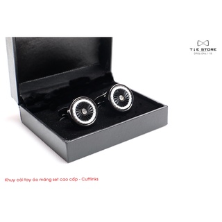 Khuy măng sét cao cấp - cufflinks đính đá viền đen