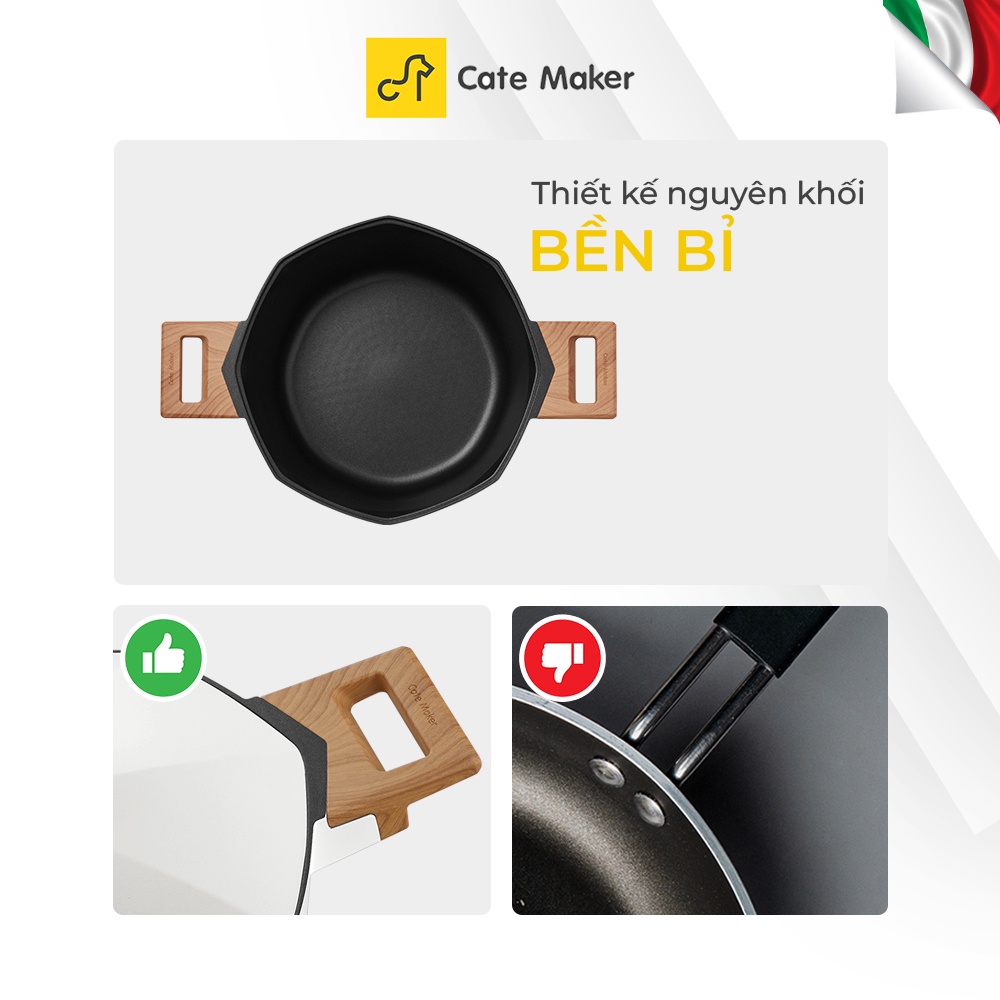 Nồi chống dính bát giác Cate-Maker INFINITE SERIES GYL-BJ24TB, size 24cm, thiết kế thông minh, dùng cho bếp từ