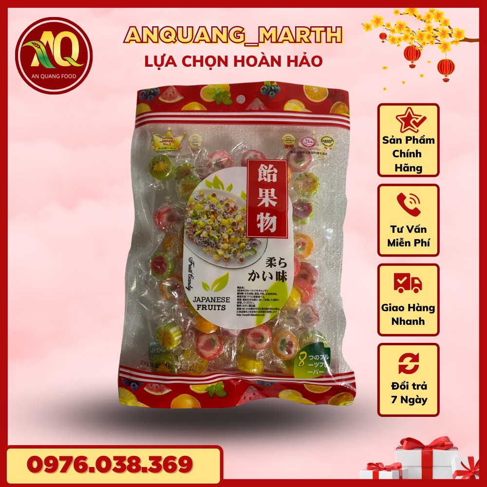 Kẹo trái cây ANQUANG_MARTH, kẹo ngậm 8 vị trái cây Nhật Bản gói 160gr và 260gr- Hàng chất lượng