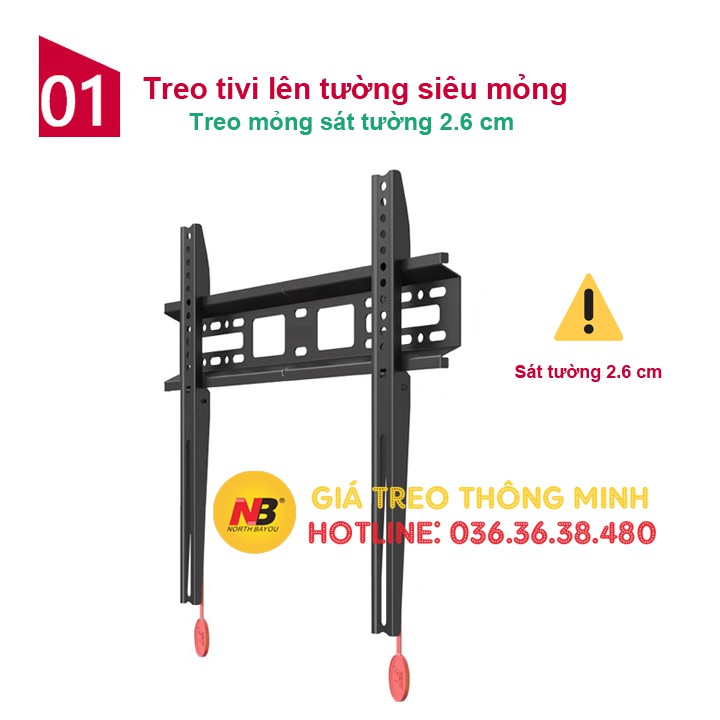 Giá treo tivi NB-D2F NorthBayou siêu mỏng 2.6 cm -Tương thích 32 - 55 inch