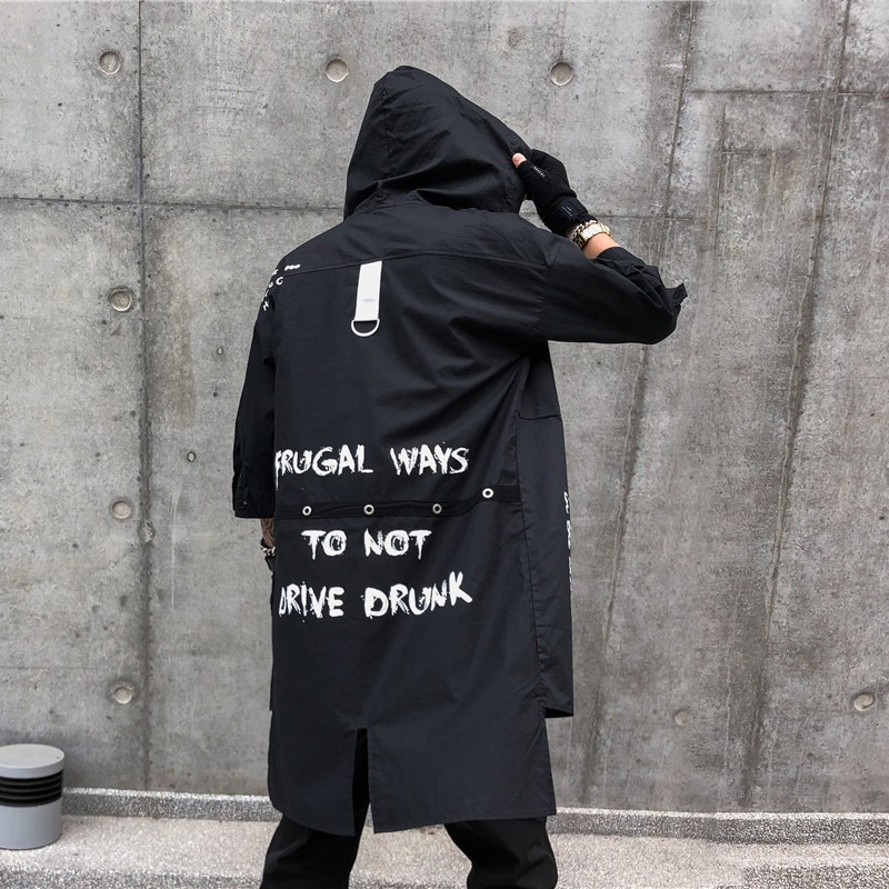 Áo Khoác Mỏng Nhẹ Sơ Mi Nam Dáng Dài Mũ Trùm Đầu Kiểu Hầm Hố Phối Chữ Cá Tính SOMI NAM 18-19 | BigBuy360 - bigbuy360.vn