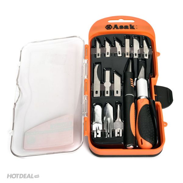 Bộ dao điêu khắc - Chiết ghép Cây cao cấp 14 chi tiết Asaki AK-3960 - Dao không rỉ bền