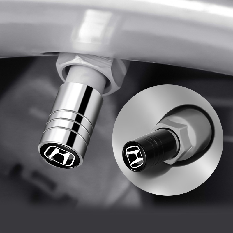 Bộ 4 Nắp Đậy Lốp Xe Hơi Honda TYPER Civic XR-V HR-V Hình Trụ Bằng Hợp Kim Màu Đen / Bạc