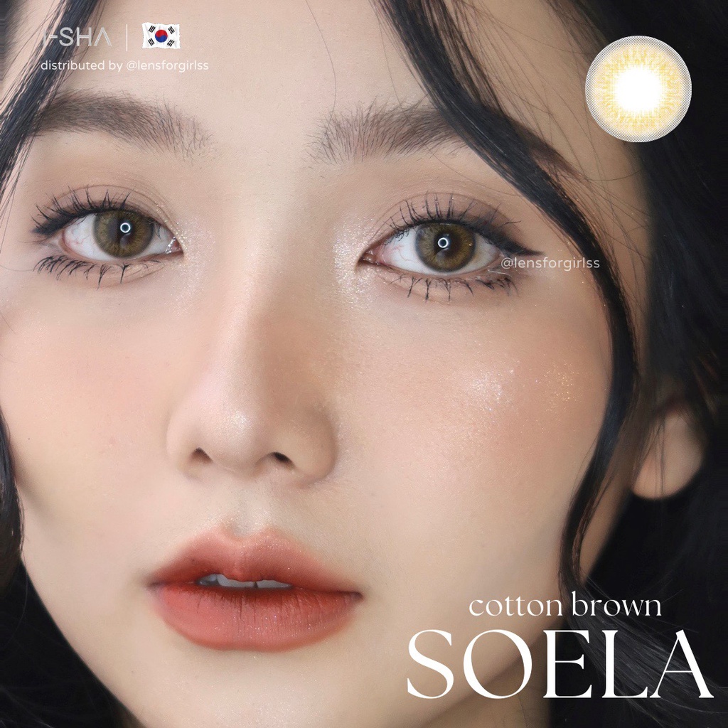 Kính áp tròng Soela Eye Cotton Brown chính hãng Isha Made in Korea | Hsd 8-12 tháng | Lens cận