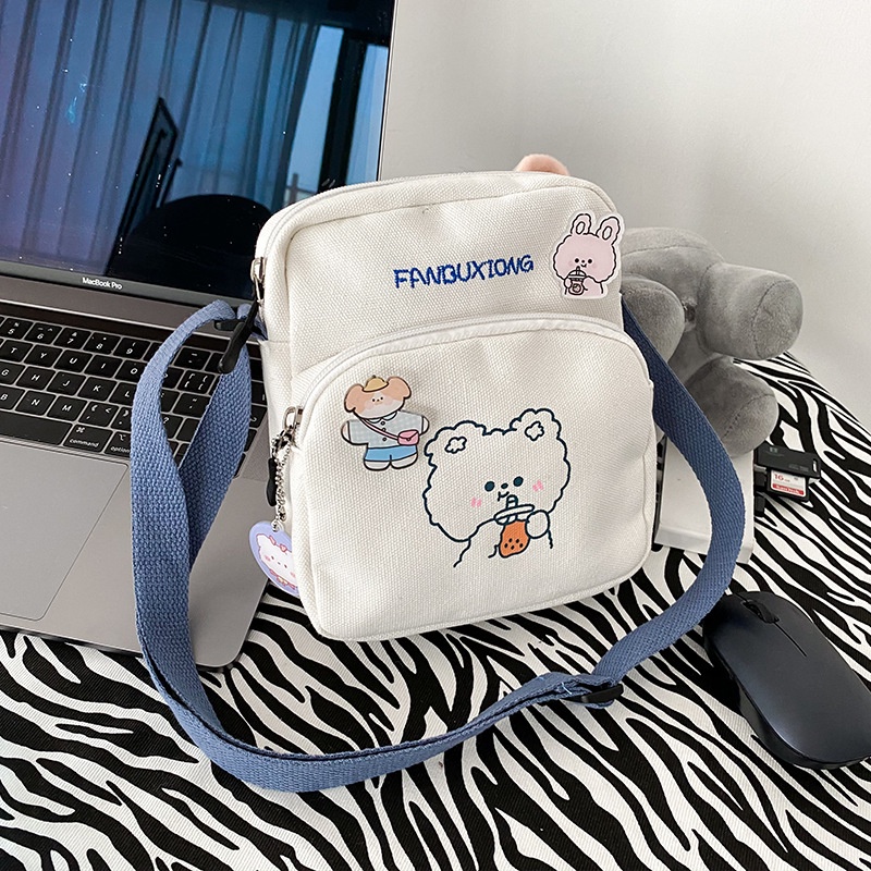 Túi đeo vai ENVIROSAX vải canvas in hình gấu xinh xắn thời trang