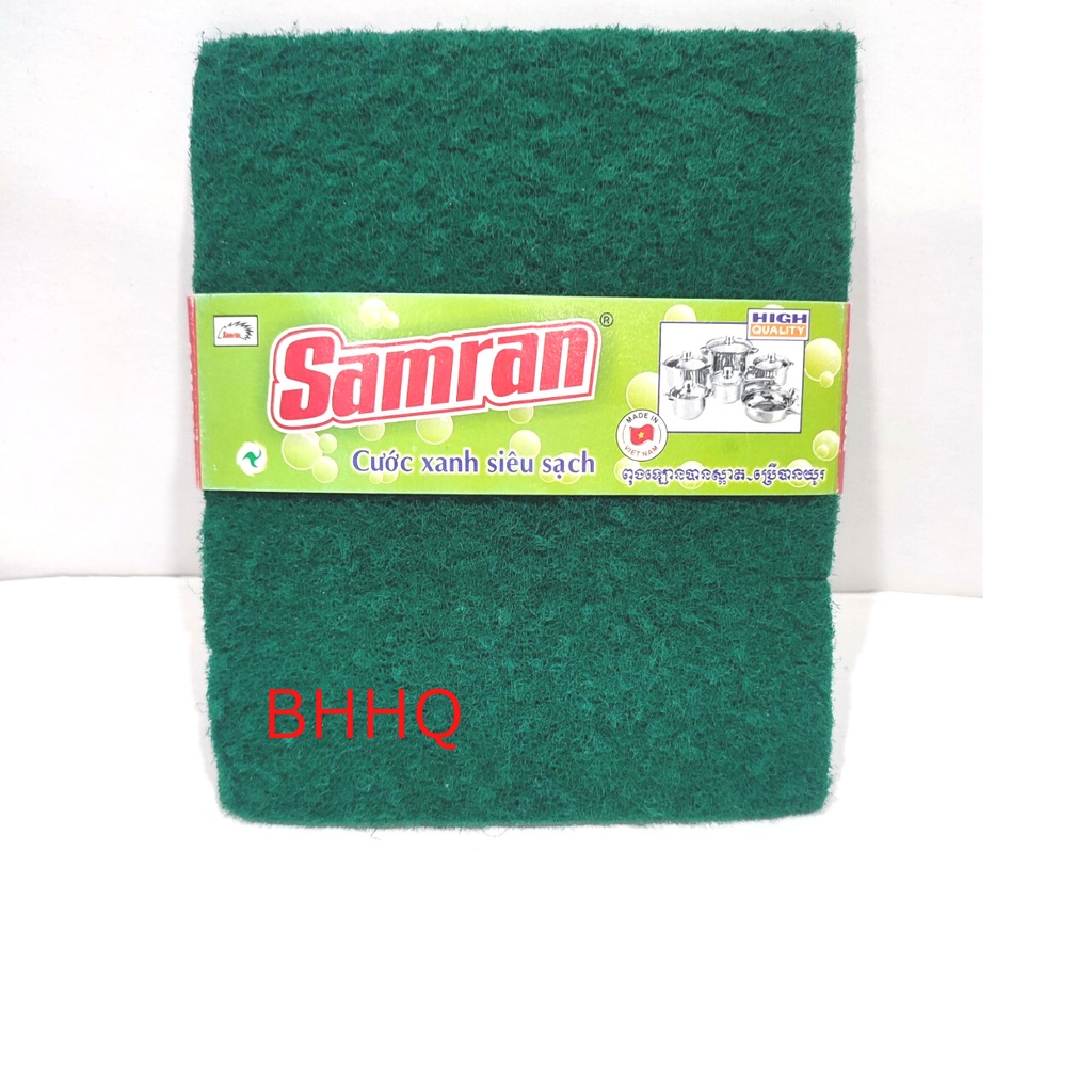 2 miếng cước xanh rửa chén cỡ lớn SAMRAN 13.5 x 16.5 cm