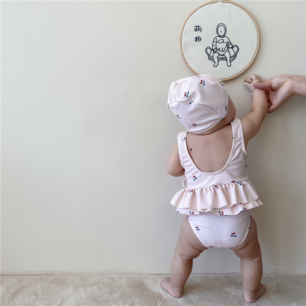 Bộ Đồ Bơi 3 Món Màu Hồng Xinh Xắn Cho Bé Gái 0-2 Tuổi