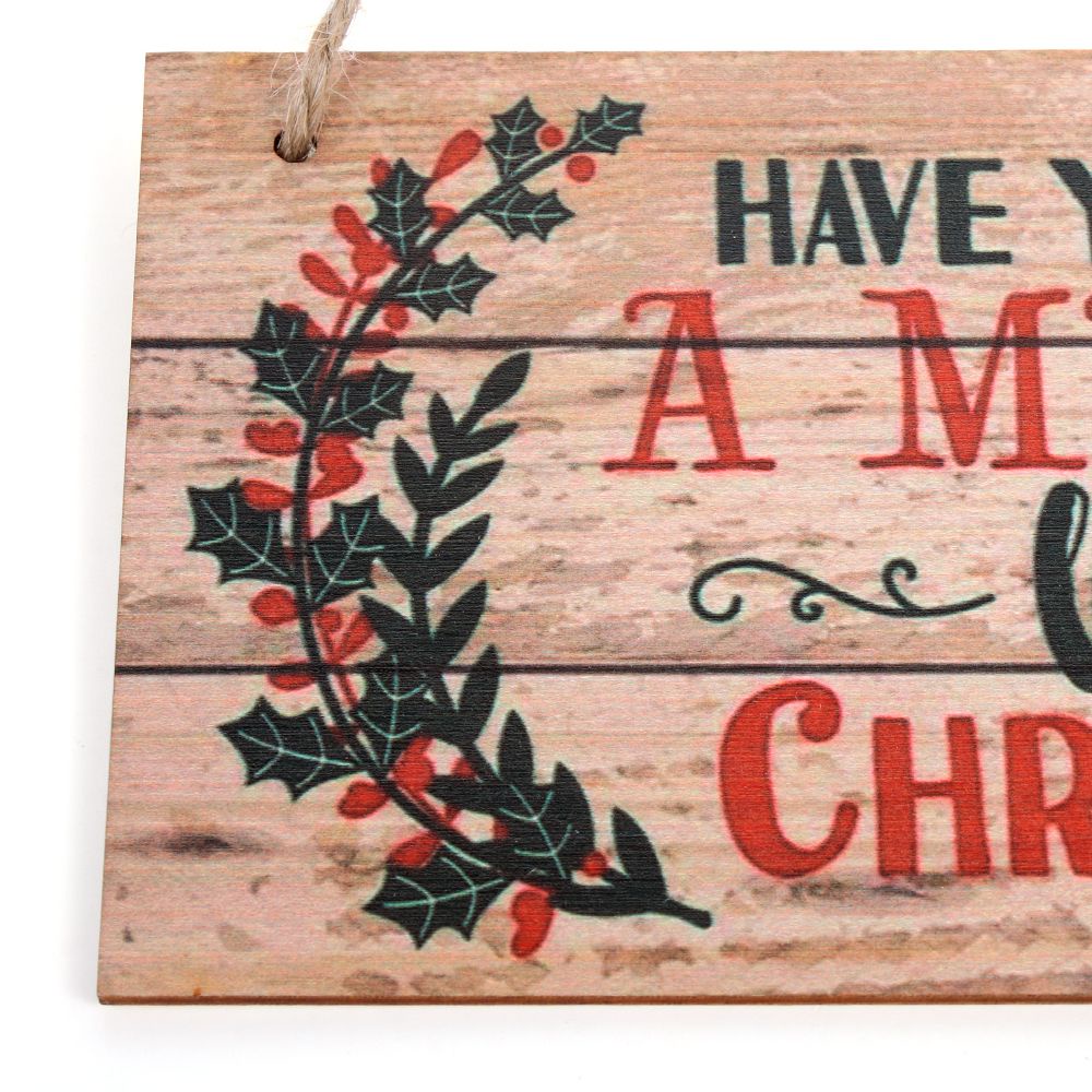 Bảng Gỗ Treo Cửa In Chữ Merry Christmas Trang Trí Nhà Cửa/Giáng Sinh