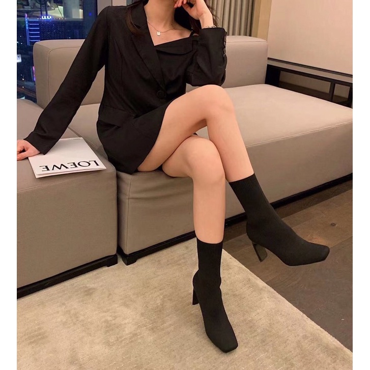 Bốt len cao gót chất siêu đẹp hàng fullbox