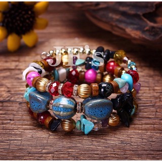 Vòng tay nữ hạt cườm nhiều lớp phong cách bohemian