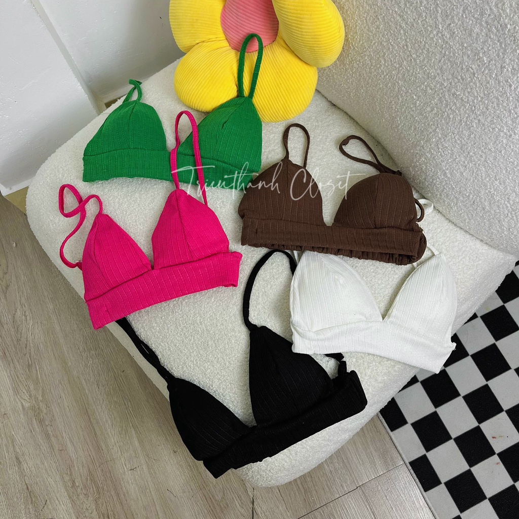 Áo bra nữ 2 dây nhún sau lưng vải len tâm form chuẩn đẹp